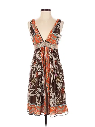 Pre-owned Nicole Miller Studio Casual Dress In Brown