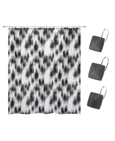 Nicole Miller Sydney 13-pc. Shower Curtain Set, 72" X 72" In Blk,white