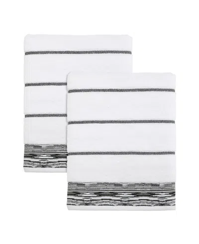 Nicole Miller Sydney 2-pc. Bath Towel Set, 27" X 54" In White,blk