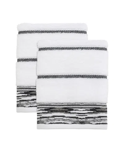 Nicole Miller Sydney 2-pc. Hand Towel Set, 16" X 28" In White,blk
