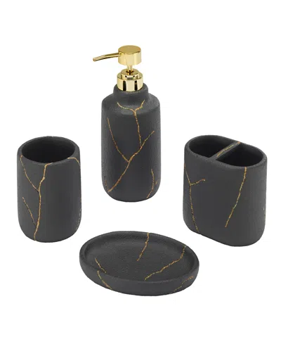 Nicole Miller Sydney 4-pc. Bath Accessory Set In Blk,gold