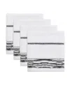 Nicole Miller Sydney 4-pc. Washcloths, 13" X 13" In White,blk