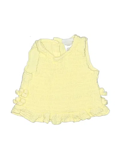 Pre-owned Nicole Miller Kids' Tank Top Yellow Ruffles Neckline Tops