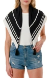 Nicole Miller Tassel Corner Scarf In Black