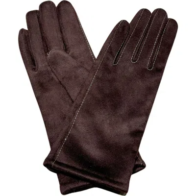 Nicole Miller Tech Suede Gloves With Detachable Armwarmer In Brown