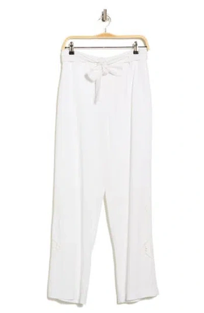 Nicole Miller Tie Waist Pants In White