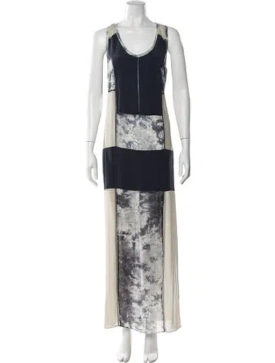 Pre-owned Nicole Miller Tie-dye Print Long Dress In Blue