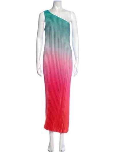 Pre-owned Nicole Miller Tie-dye Print Long Dress In Green