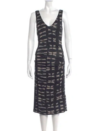 Pre-owned Nicole Miller Tie-dye Print Midi Length Dress In Multi