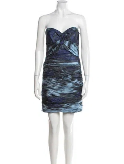 Pre-owned Nicole Miller Tie-dye Print Mini Dress In Blue