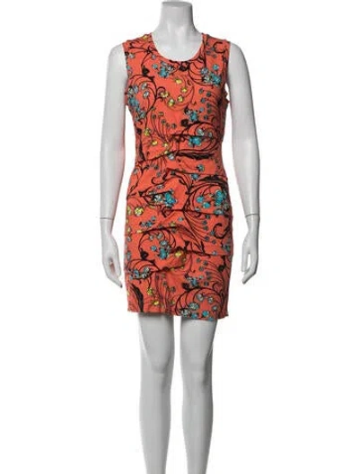 Pre-owned Nicole Miller Tie-dye Print Mini Dress In Orange