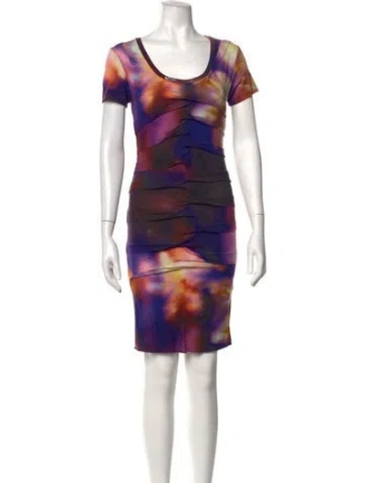 Pre-owned Nicole Miller Tie-dye Print Mini Dress In Purple