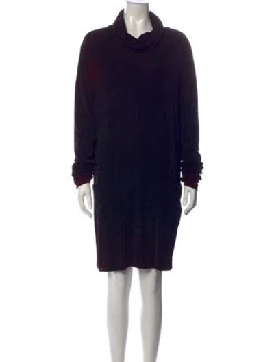 Pre-owned Nicole Miller Turtleneck Knee-length Dress In Black