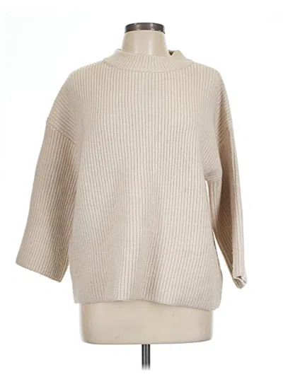 Pre-owned Nicole Miller Turtleneck Sweater In Tan