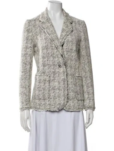 Pre-owned Nicole Miller Tweed Pattern Blazer In Neutrals