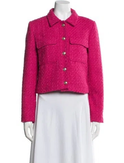 Pre-owned Nicole Miller Tweed Pattern Blazer In Pink