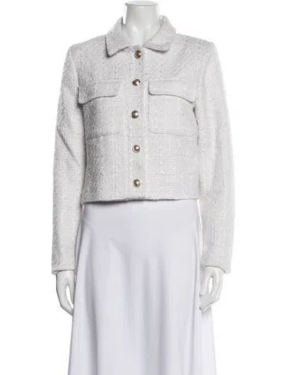 Pre-owned Nicole Miller Tweed Pattern Jacket In White