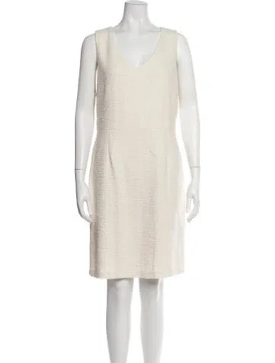 Pre-owned Nicole Miller Tweed Pattern Knee-length Dress In Neutral