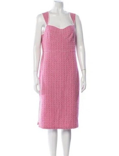 Pre-owned Nicole Miller Tweed Pattern Knee-length Dress W/ Tags In Pink