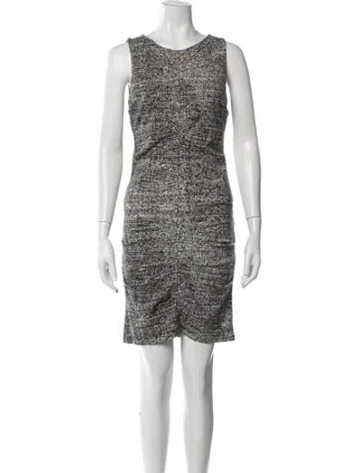 Pre-owned Nicole Miller Tweed Pattern Mini Dress In Gray