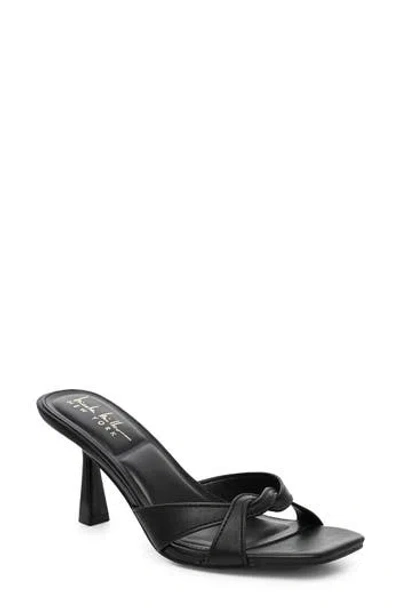Nicole Miller Twist Strap Heeled Sandal In Black