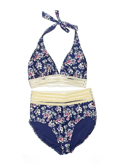 Pre-owned Nicole Miller Two Piece Swimsuit In Blue
