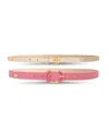 Nicole Miller Vegan Leather Skinny Belt Two-piece Set In Nm Gold And Pink In Multi