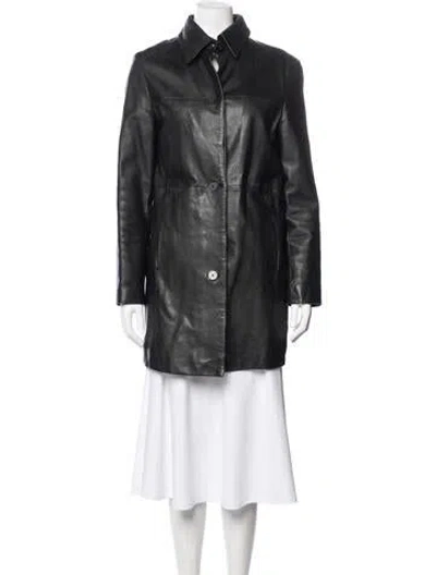 Pre-owned Nicole Miller Vintage Leather Coat In Gray