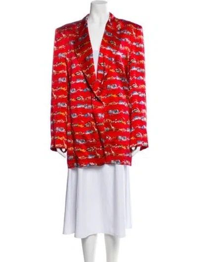 Pre-owned Nicole Miller Vintage Silk Blazer In Red