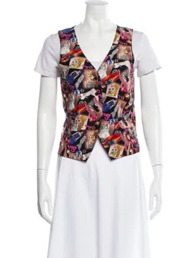 Pre-owned Nicole Miller Vintage Silk Vest In White