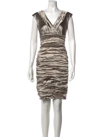 Pre-owned Nicole Miller V-neck Knee-length Dress