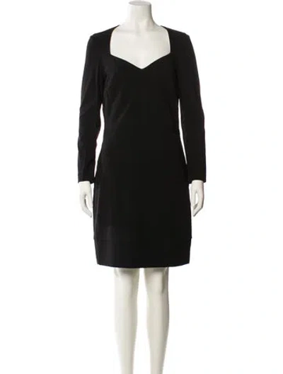Pre-owned Nicole Miller V-neck Knee-length Dress In Black