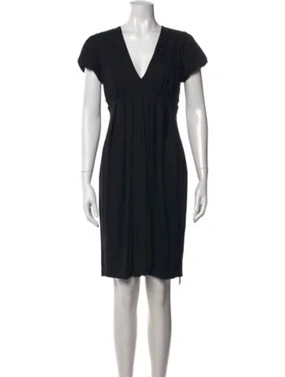 Pre-owned Nicole Miller V-neck Knee-length Dress In Black