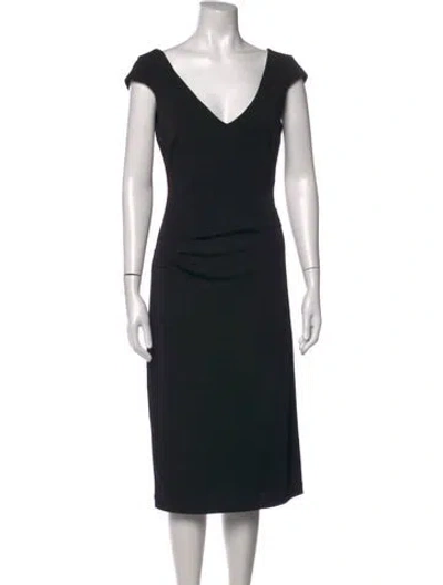 Pre-owned Nicole Miller V-neck Knee-length Dress In Black