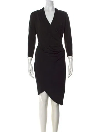 Pre-owned Nicole Miller V-neck Knee-length Dress In Black