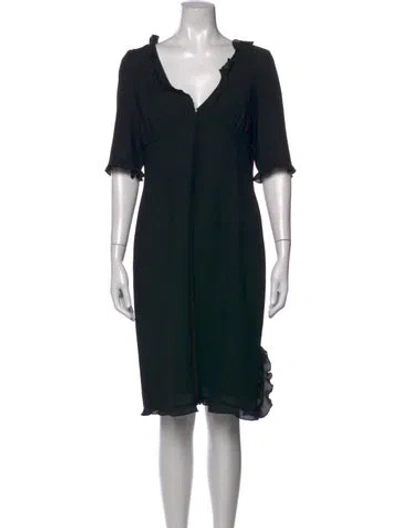 Pre-owned Nicole Miller V-neck Knee-length Dress In Black