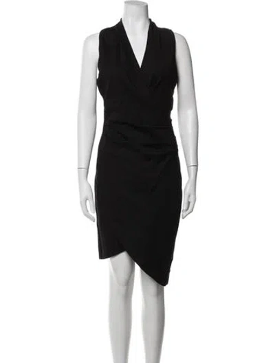 Pre-owned Nicole Miller V-neck Knee-length Dress In Blue