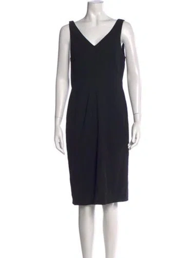 Pre-owned Nicole Miller V-neck Knee-length Dress W/ Tags In Black