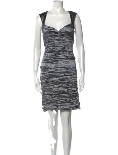 Pre-owned Nicole Miller V-neck Knee-length Dress W/ Tags In Gray