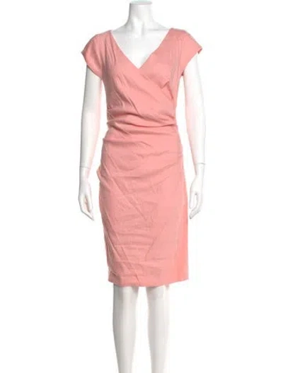 Pre-owned Nicole Miller V-neck Knee-length Dress W/ Tags In Pink
