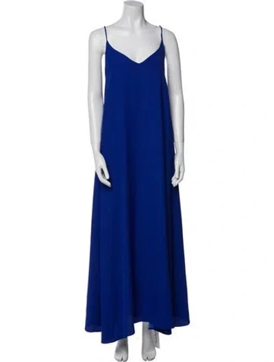 Pre-owned Nicole Miller V-neck Long Dress In Blue
