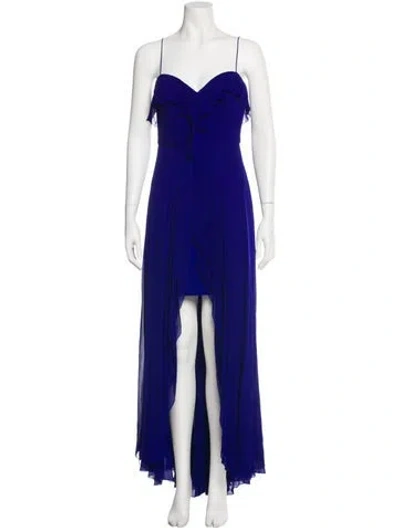 Pre-owned Nicole Miller V-neck Long Dress In Blue