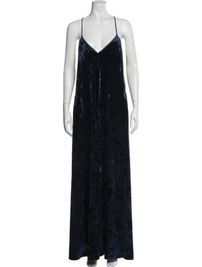 Pre-owned Nicole Miller V-neck Long Dress In Blue