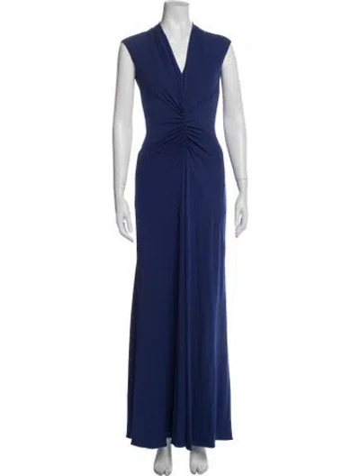 Pre-owned Nicole Miller V-neck Long Dress In Blue