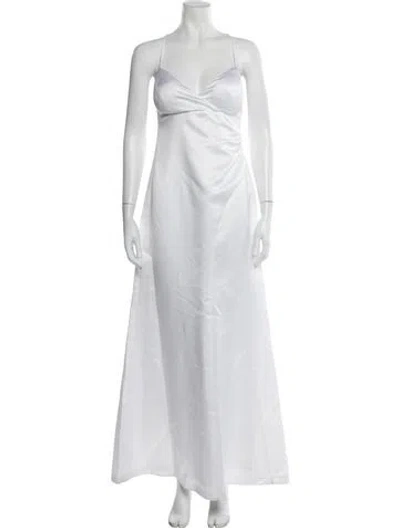 Pre-owned Nicole Miller V-neck Long Dress In Multi