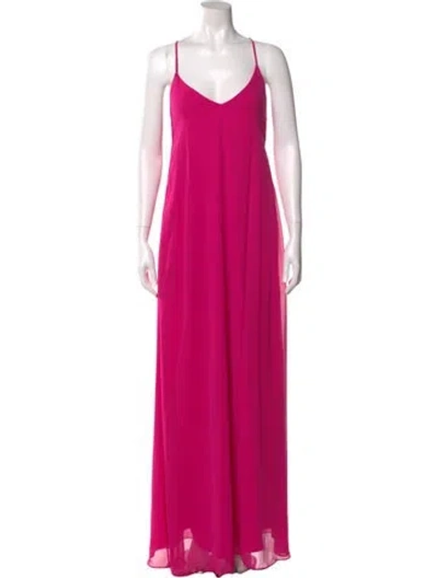 Pre-owned Nicole Miller V-neck Long Dress In Pink