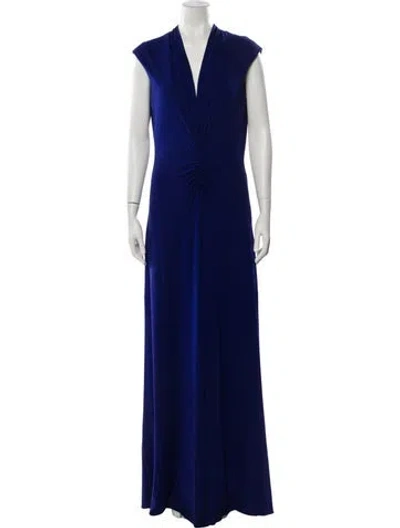 Pre-owned Nicole Miller V-neck Long Dress In Purple