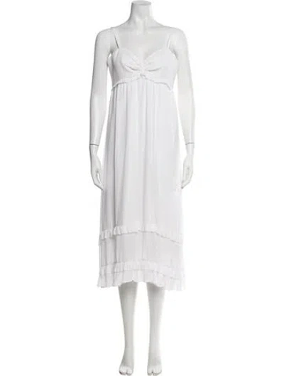 Pre-owned Nicole Miller V-neck Midi Length Dress In Neutral