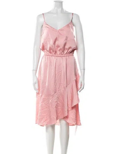 Pre-owned Nicole Miller V-neck Midi Length Dress W/ Tags In Orange