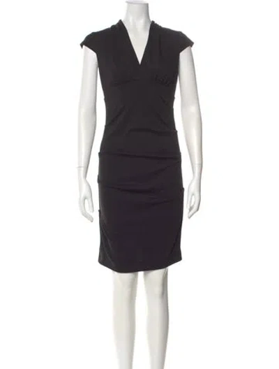 Pre-owned Nicole Miller V-neck Mini Dress In Black